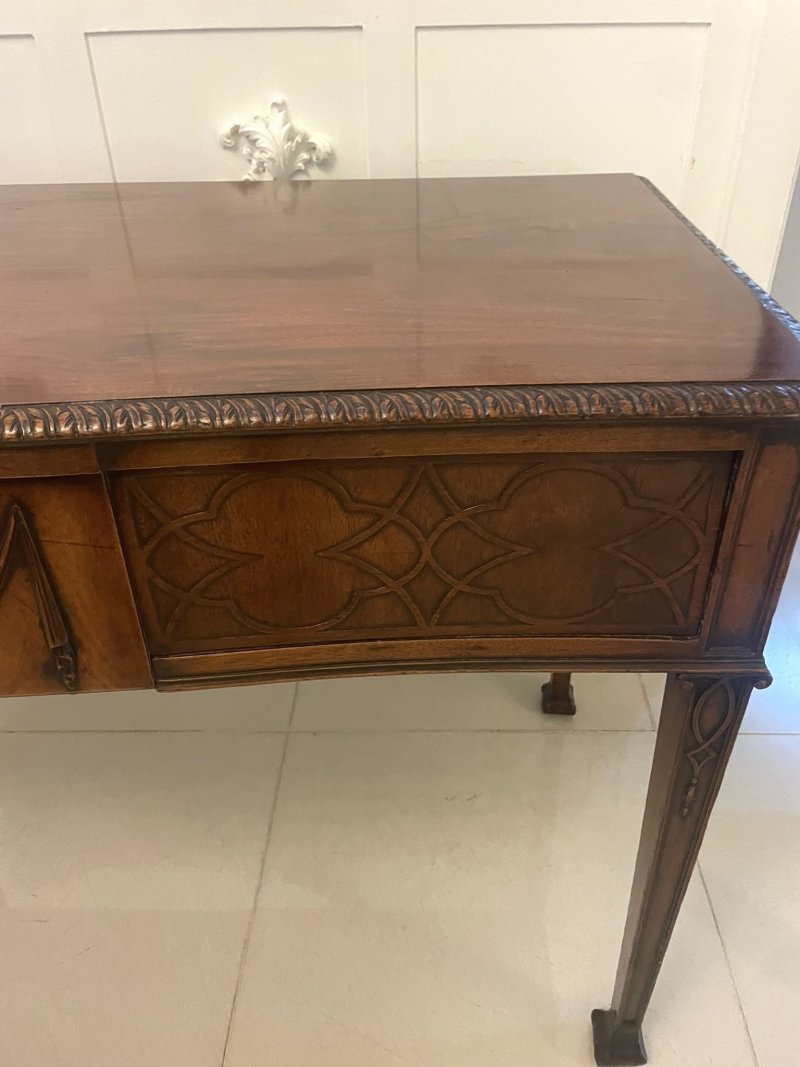 Antique Victorian Quality Carved Figured Mahogany Serving/Console Table - Image 8